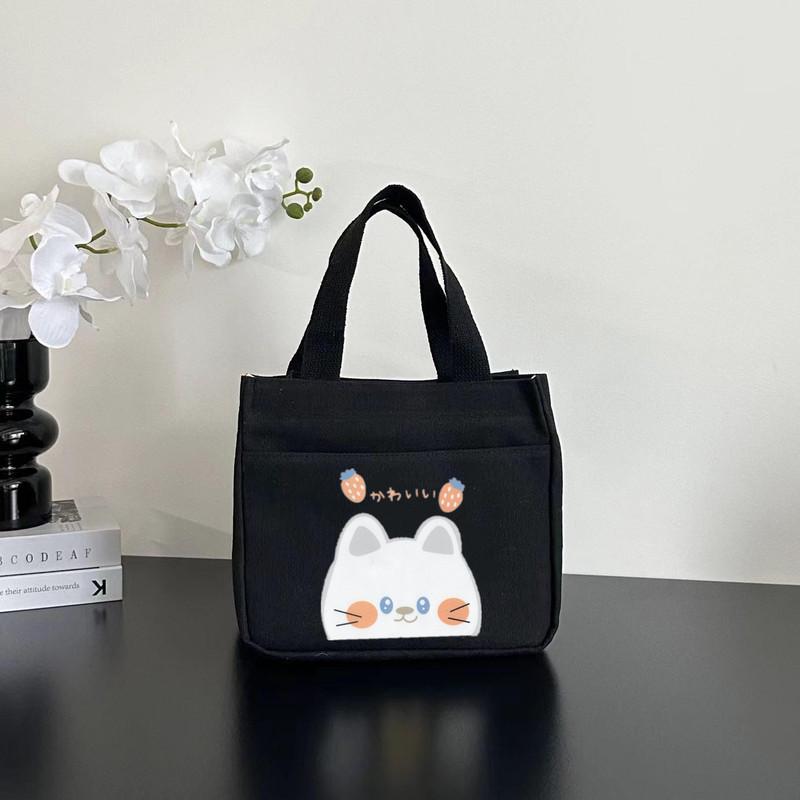 Stylish Canvas Commuter Tote with Zipper - Trendy Lunch Box Handbag for Women