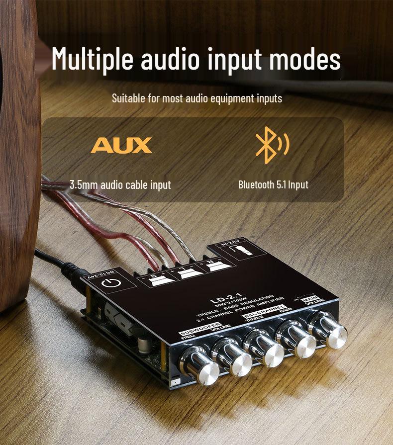 2.1 Channel Bluetooth Digital Amplifier Board with High/Low Tone, Super Bass, and High Power for Subwoofers and Car Audio Systems.