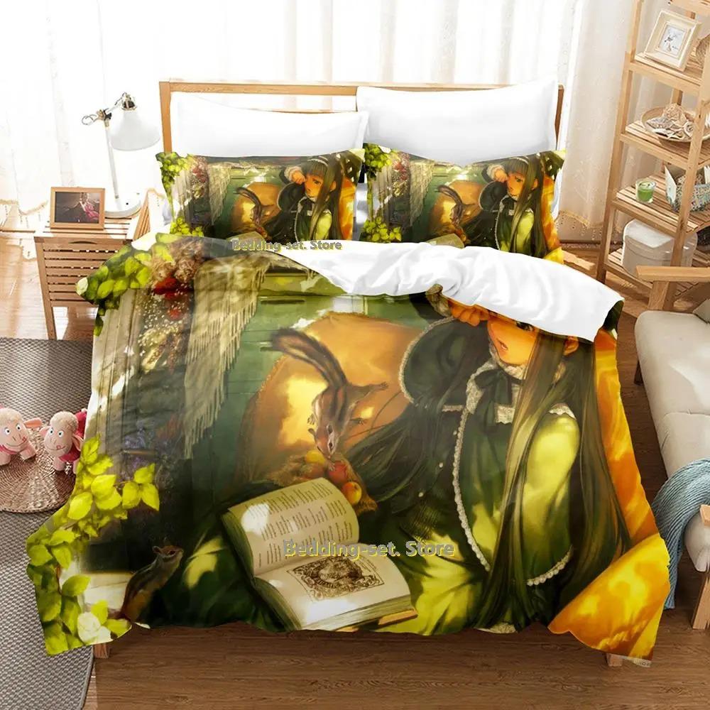Book Girl Anime Bedding Set Single Twin Full Queen King Size Bed Set Adult Kid Bedroom Duvetcover Sets Anime Parure De Lit Bed