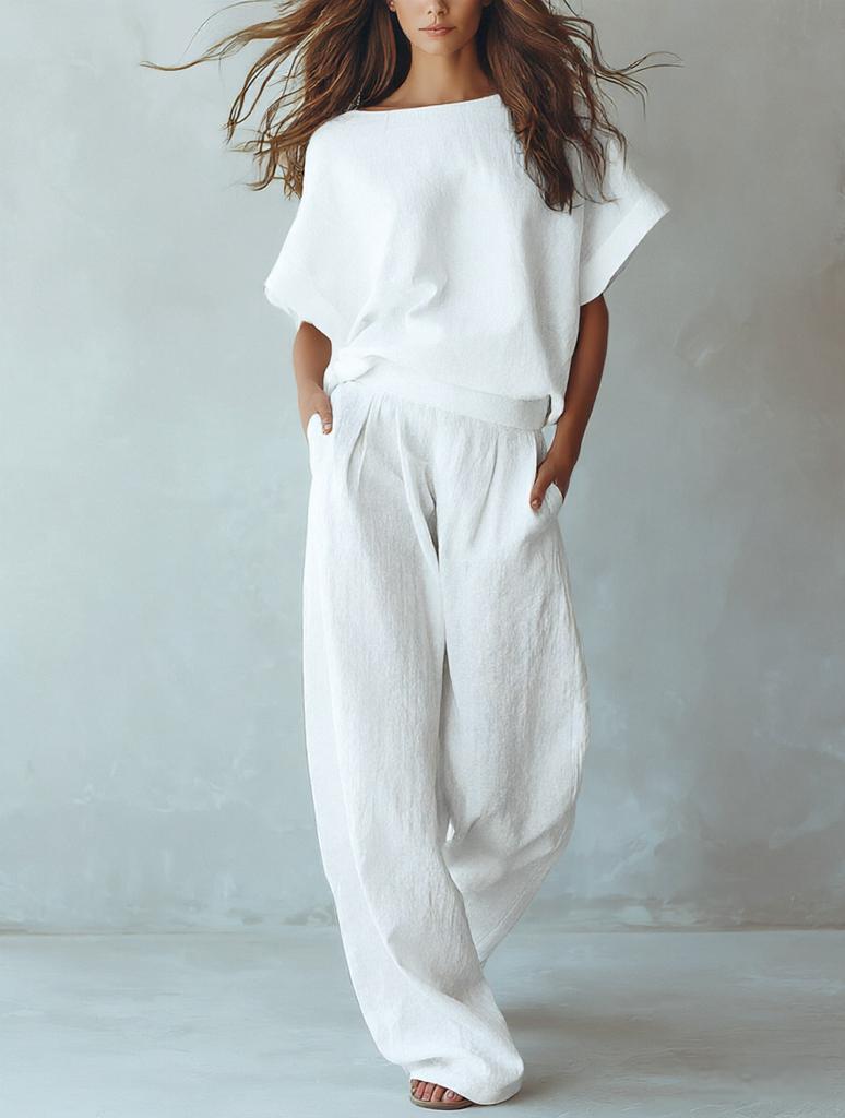 Summer European Style Casual Set Women Loose Fit Slimming Two Piece