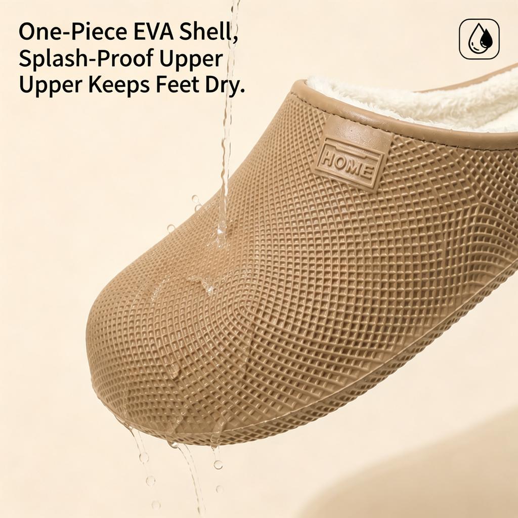 3.0cm Thick Sole Winter Warm Clogs Women Men Plush Lined Non-Slip Waterproof Mesh EVA Indoor Outdoor Casual House Shoes
