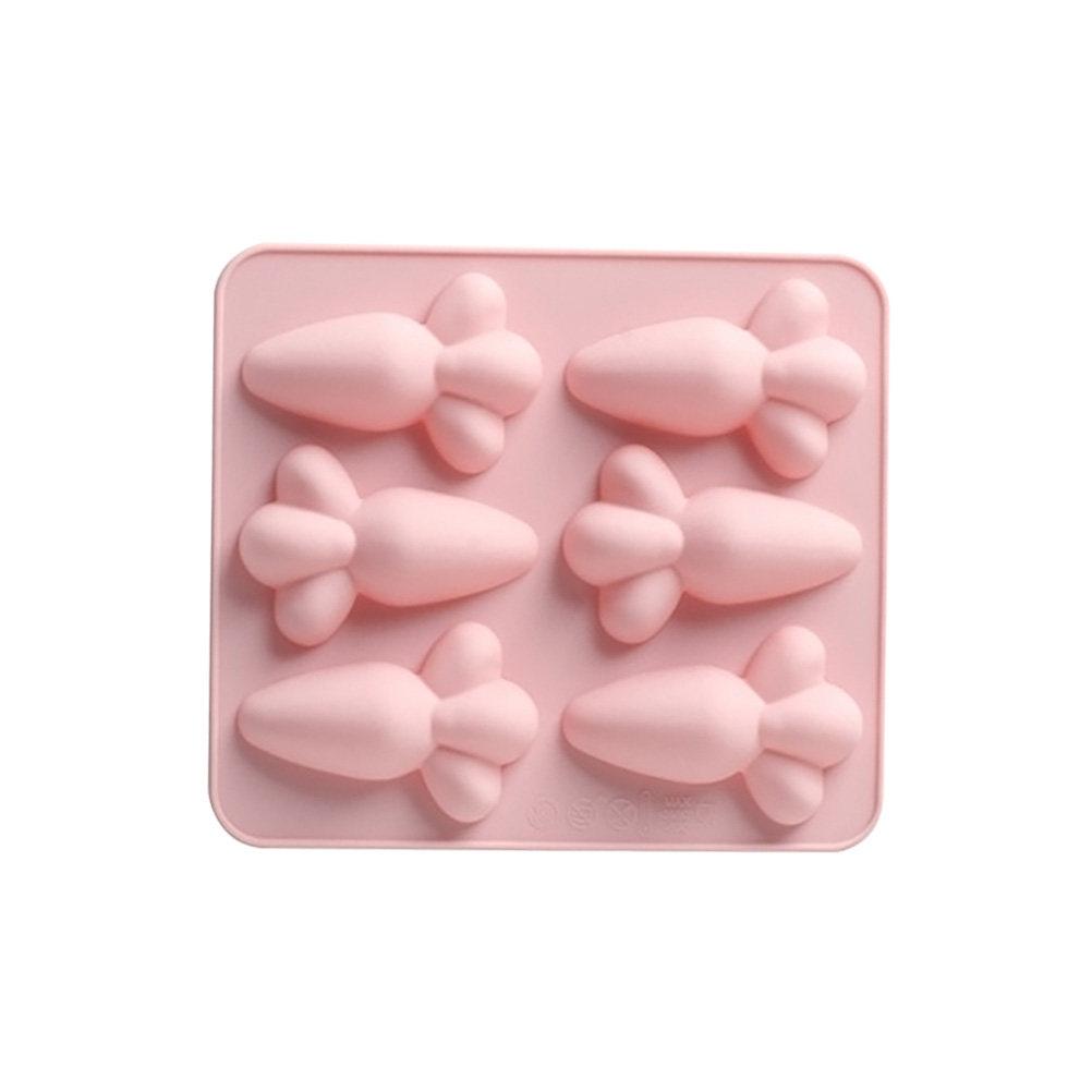 6-Cavity Carrot Cake Mold Silicone Baking Mold Pink Non-Stick DIY Cake Decorating Tool Fondant Chocolate Pudding Jelly Mould