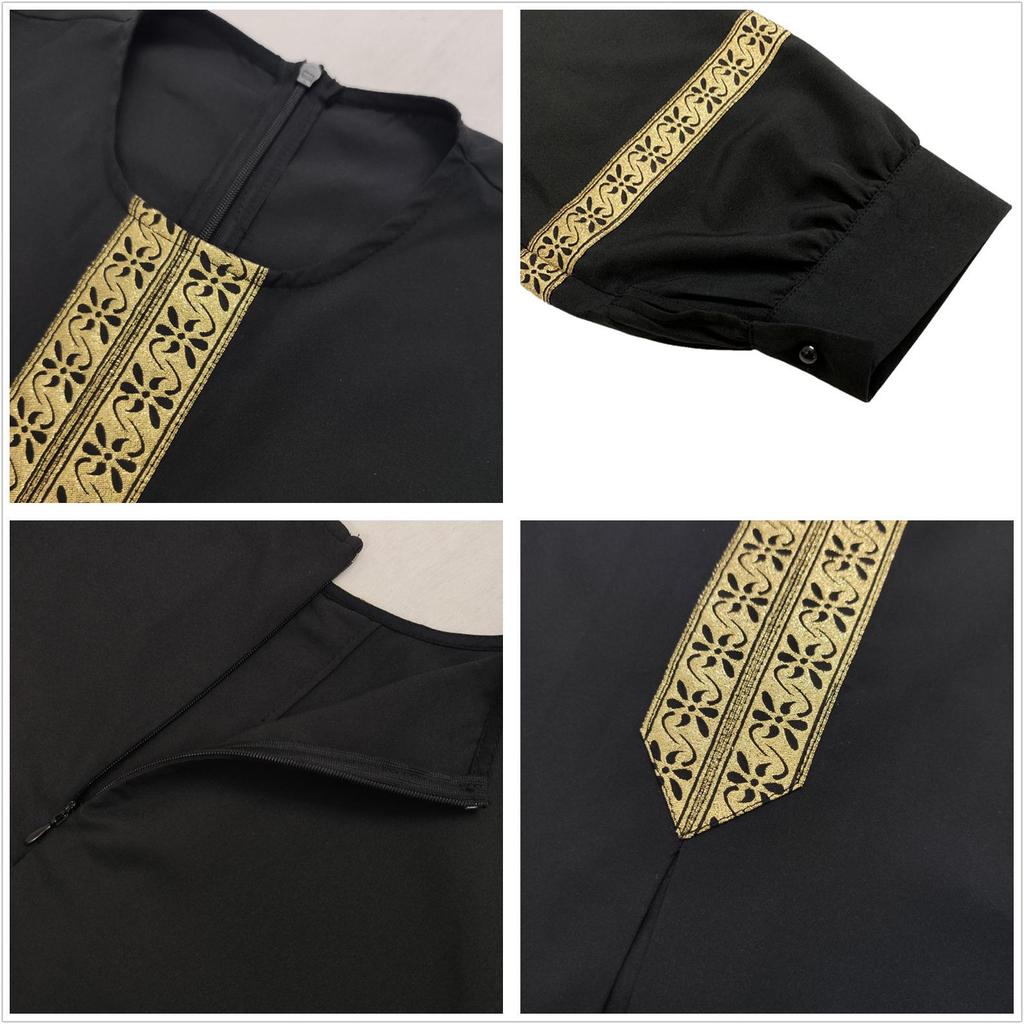 Ethnic Style Loose Long Dress with Webbing, Plus Size