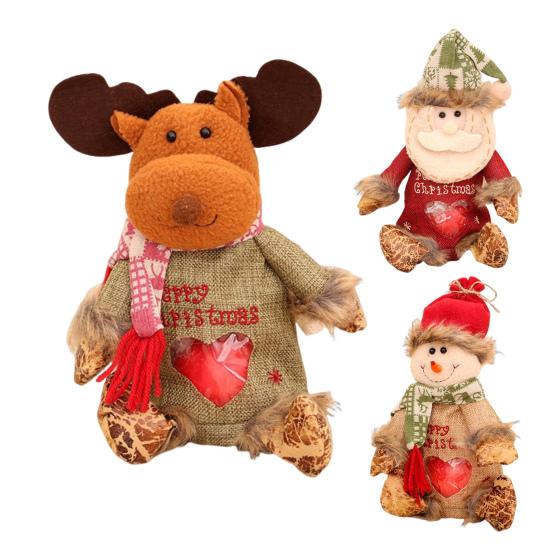 3Pcs Christmas Gift Bags Snowman Santa Elk Patterns Decorative Candy Bags