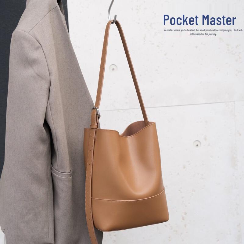 Модная женская сумка-ведро большого объема из натуральной кожи