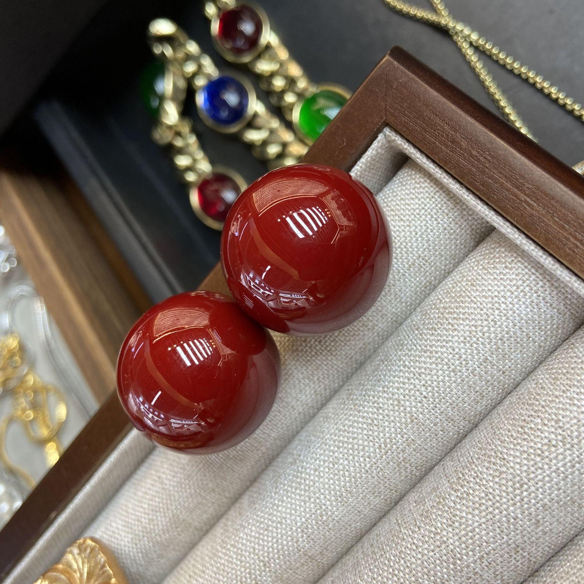 

25M Ankara красные большие вишневые красные серьги-гвоздики женские 2025 новые высококачественные серьги-иглы из серебра 925 пробы