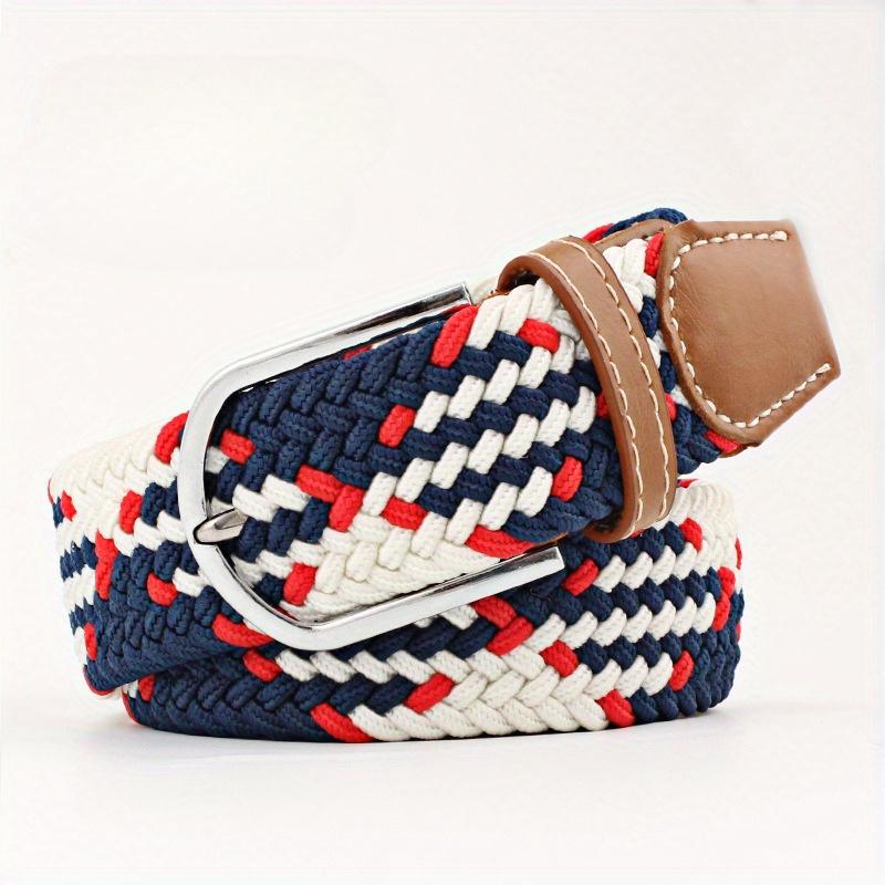 Casual Knitted Pin Buckle Women Belt Woven Canvas Elastic Expandable Braided Stretch Jeans Belts for Men