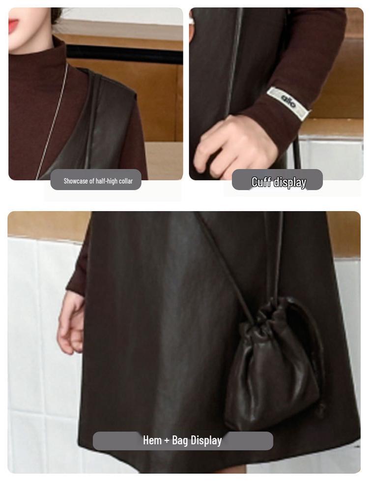 Mädchen 2025 Herbst Lederrock & Weste Kleid Set - Lässiges Zweiteiler-Ensemble