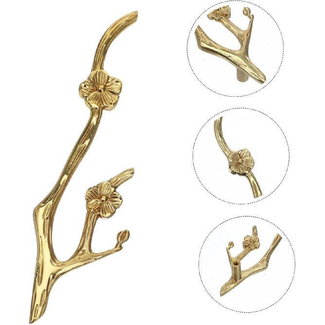 Angoily Flower Branch Brass Handle Cabinet Knob Sturdy Easy To Install for Shoe Cabinet Bookcase