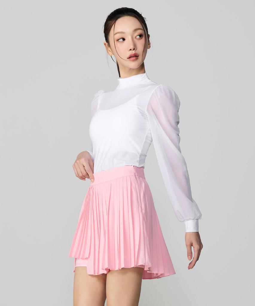 XEXYMIX Asymmetrical Logo Point Pleated Skirt Xfl1Rk1205