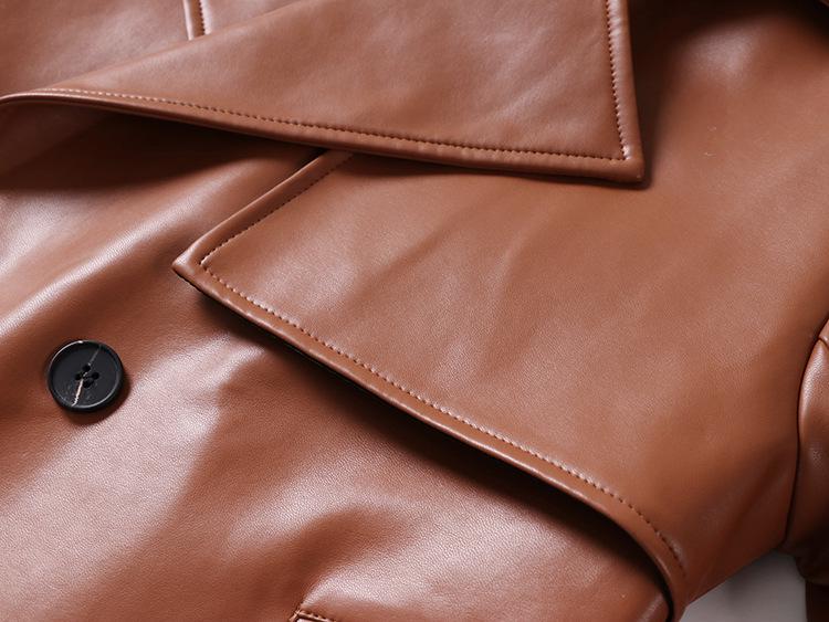 Men's Plus Size High-End PU Leather Knit Trench Coat - Korean Style, Loose, Casual, Spring/Autumn.