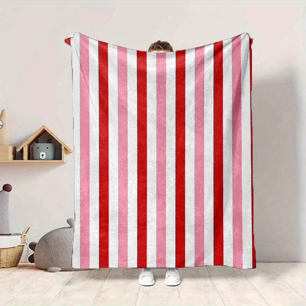 1pc Red Stripes Blanket Warm, Cozy, And Soft, Suitable for Sofas, Beds, Cars, And Office Use.Perfect for Camping And Travel, Making It a Great Gift fo