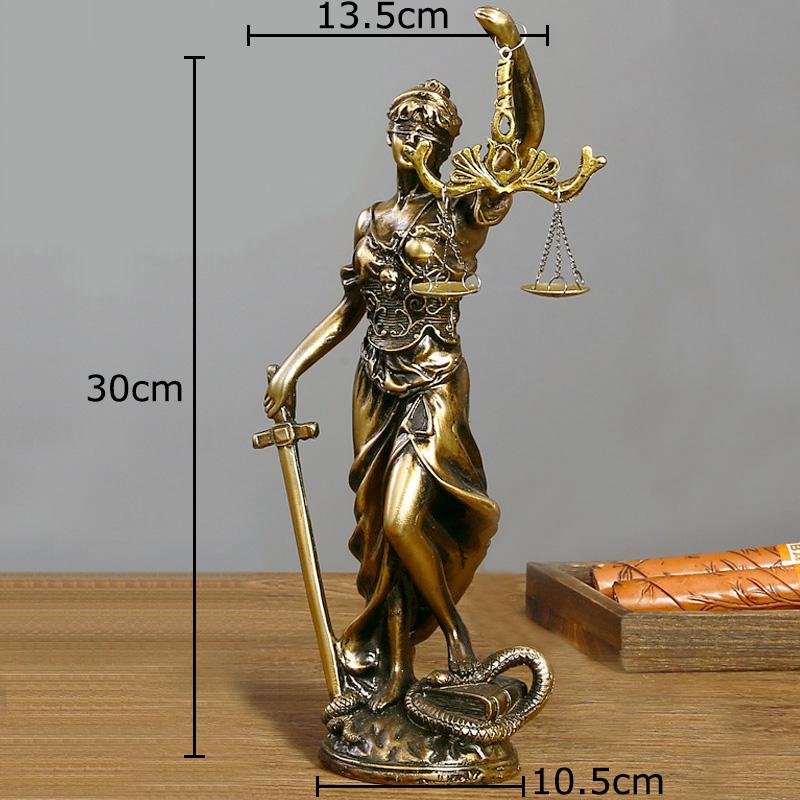 Gerechtigkeit und Gerechtigkeit Göttin Figuren Statue Schreibtischdekoration Mythischer Charakter Harzskulptur Raum Ästhetische Dekoration