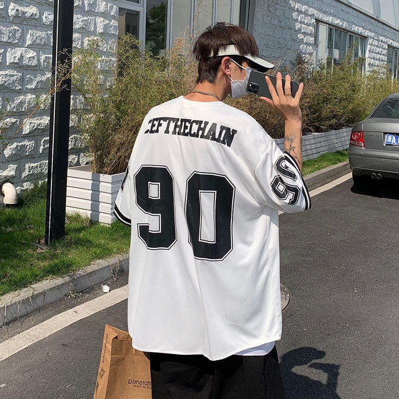 2023 Summer Men's Trendy Short-Sleeve Shirt: Hong Kong & Japanese Hip-Hop Style Cardigan Baseball Jacket