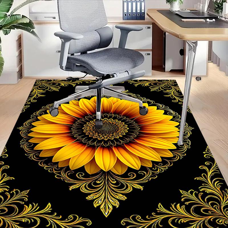1PC Sunflower Ornament Non-Slip Floor Carpet Compatible for Office&Living Room&Bedroom&Dining Room - Flat-Weave Machine-O338