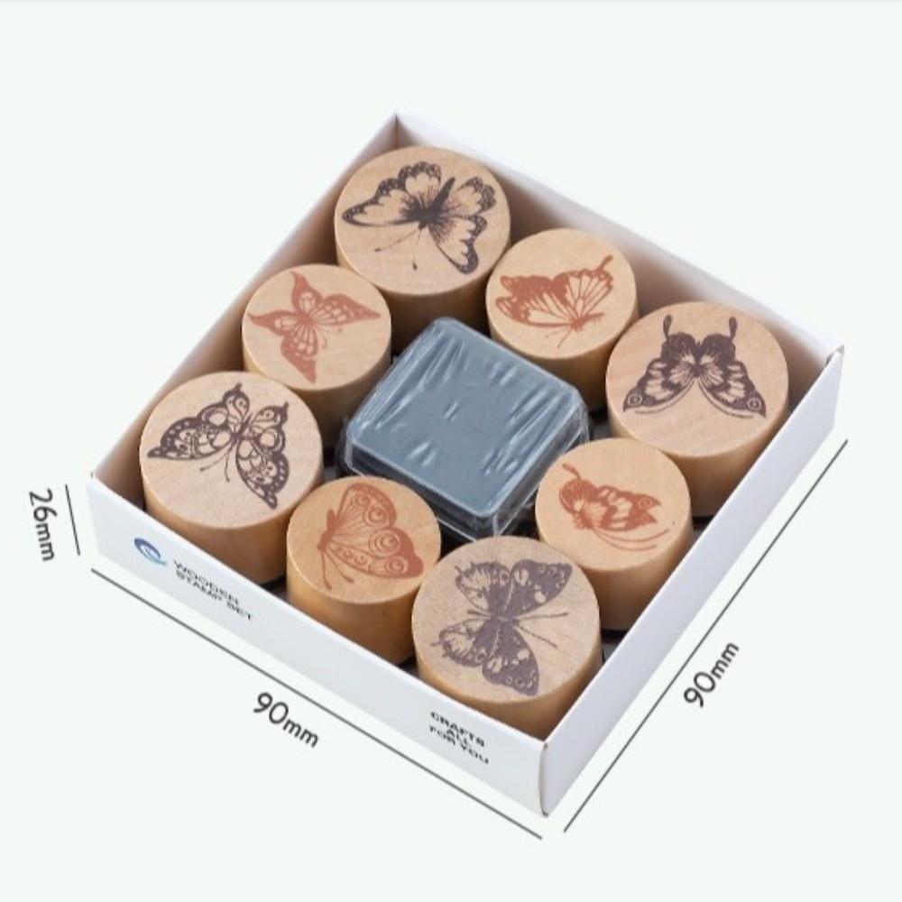 Creative Flower Themed Wooden Stamp Set DIY Craft 3 Options Wood Rubber Stamp Handmade Style Petal Lace Stamp Diary Decoration