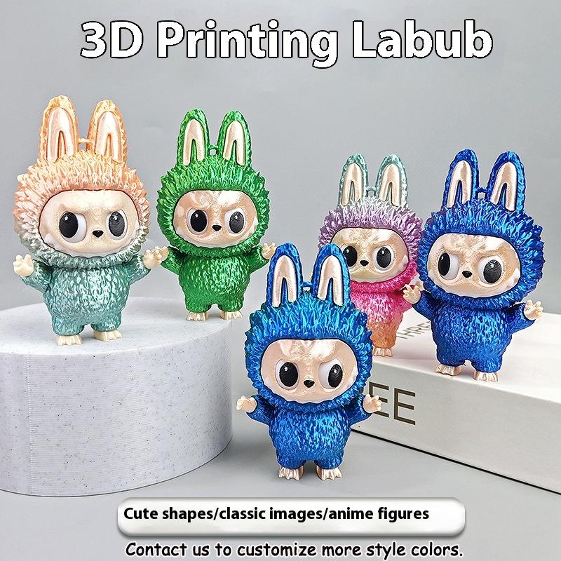 1 Piece Cute Surrounding Characters Gifts 3D Printing Trendy Play Labubu Ornament Cartoon Doll Desktop Decoration