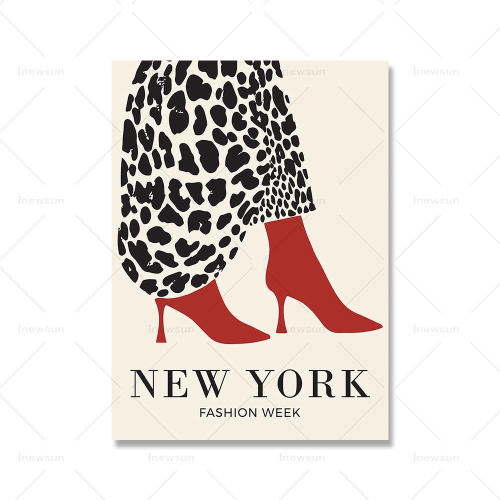 

Нью-Йорк Париж Ретро Эстетическая мода леопардовый бежевый постер и принт обложки журнала винтажные настенные картины Декор для холста 21x30cm No Framed