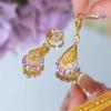 Rhinestone Water Drop Double Layer Mesh Earrings - Elegant Niche Fashion for 2026