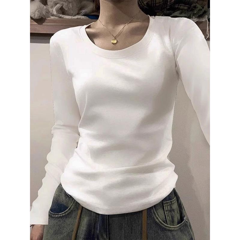 American Style Slim Fit Gray Long Sleeve Women's T-Shirt - Autumn/Winter Wear