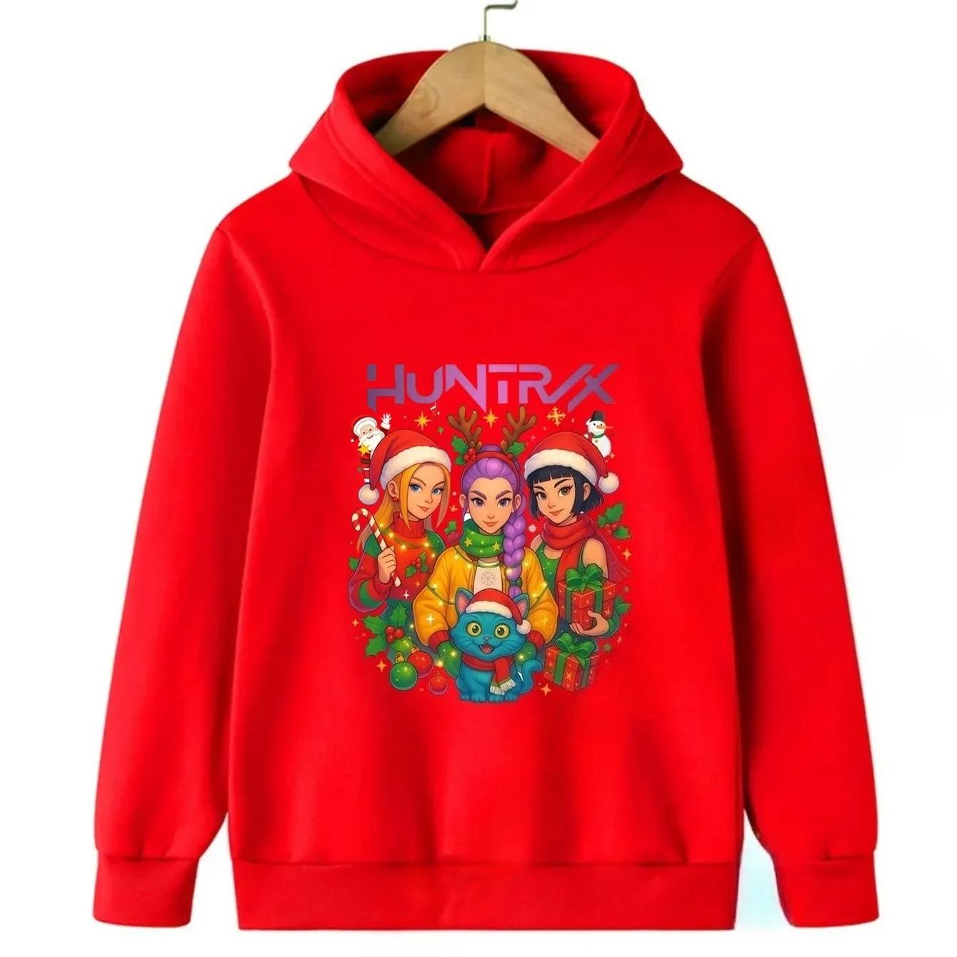 

Kpop Devil Hunter Huntrix Christmas Children Hooded Sweatshirt Boy Girl Autumn Winter Daily Outdoor Casual Warm Soft Sweatshirt 100