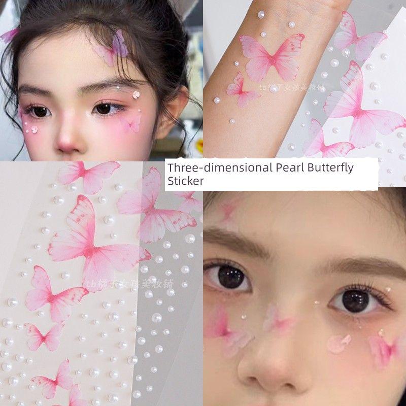 Music Festival Makeup Face Pasters Butterfly Ornament Star Moon Stick-on Crystals Concert Face Sticker Ornament Ornament Rhinestone Bright Diamond