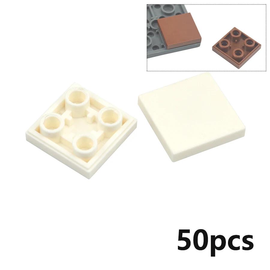 50Pcs Smooth 2X2 Inverted Building Blocks DIY enlighten Flat Tile Brick Educational Toys Assembles Particles Compatible 11203
