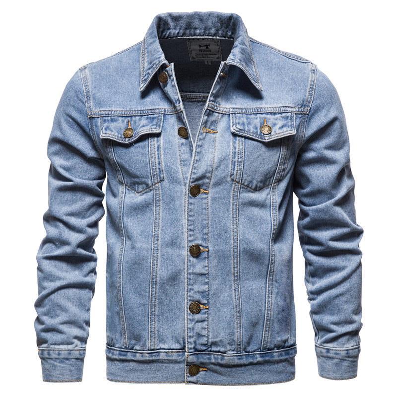 2025 Spring Men's Slim Fit Korean Style Denim Jacket, Plus Size Fashion Casual Cardigan Coat