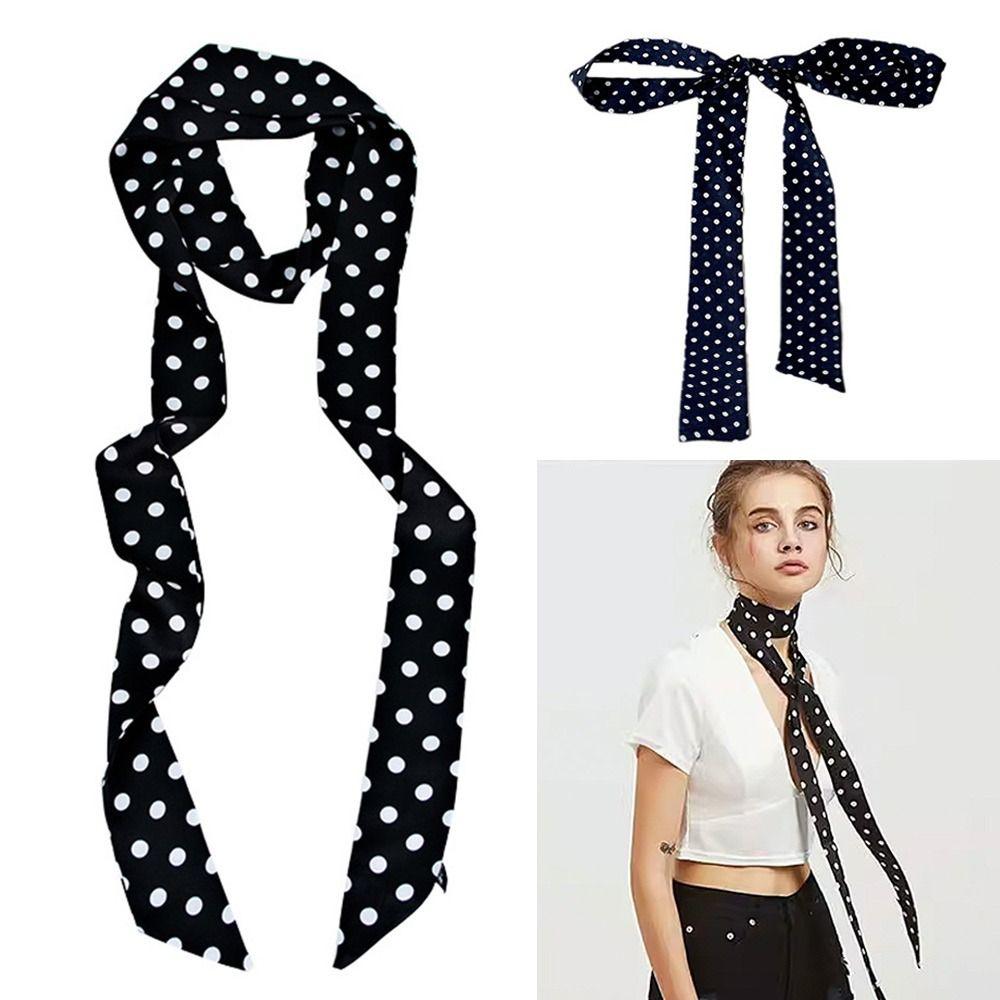 Long Bag Ribbons Wave Point Headbands Fashion Head Scarf for Women