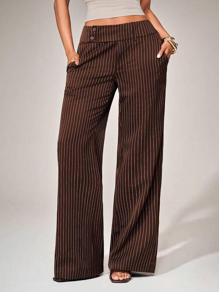 2026 European & American Style Women s Striped Wide-Leg Casual Trousers Large