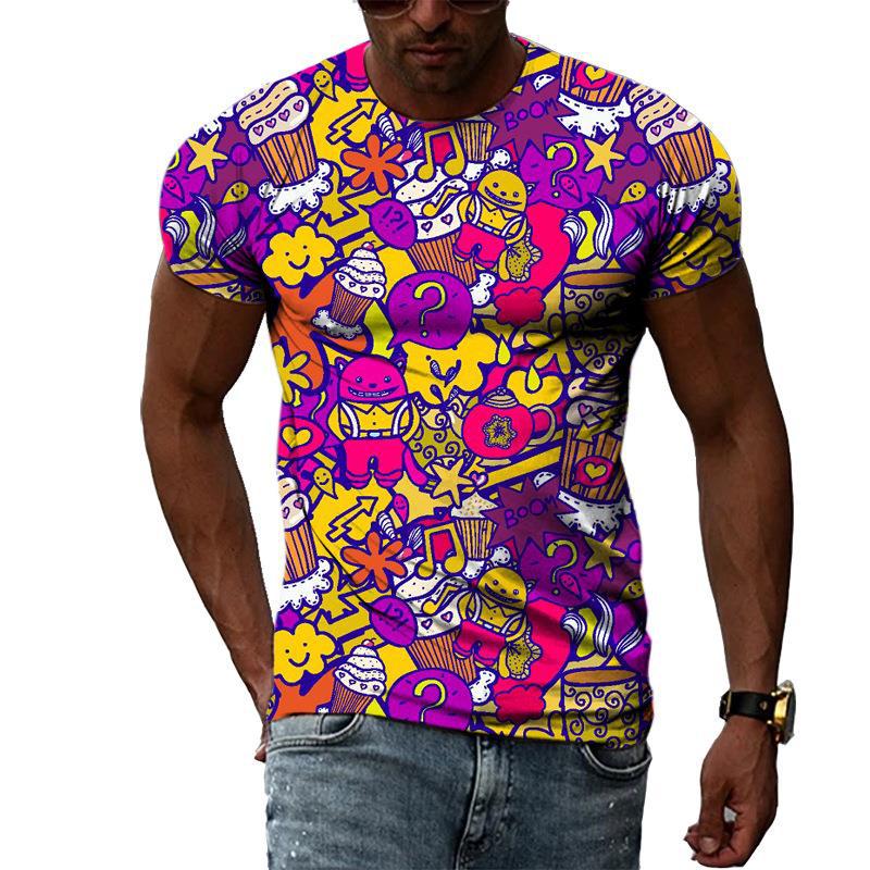 Retro 80er 90er Stil 3D Druck T-Shirts Herren Freizeit Kurzarm T-Shirt Oversized Hip Hop Street Tees Harajuku Oberteile Herren Kleidung