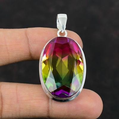 Faceted Multi Tourmaline Pendant Handmade Gemstone Jewelry 925 Sterling Silver Pendant Decent Pendant Multi Tourmaline Jewelry Wedding Gifts