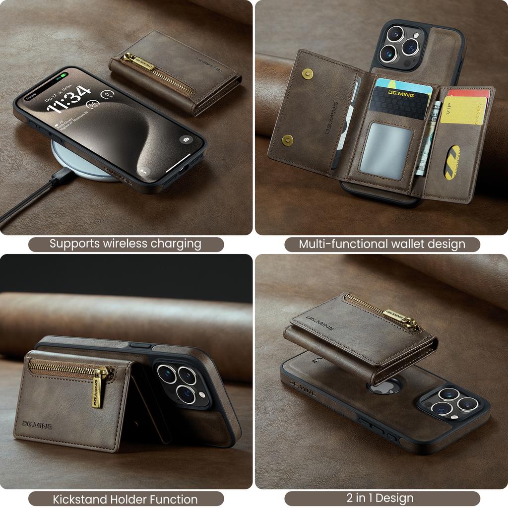 2in1 Removable Leather Card Holder Magsafe Phone Case for iPhone 14 15 13 12 11 Pro Max Plus Magnetic Wallet Shockproof Cover