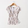 Awesome Customer-Supplied Fabric Export Linen Print Export Round Neck Loose Short Sleeve T-shirt Female Linen Tops Summer