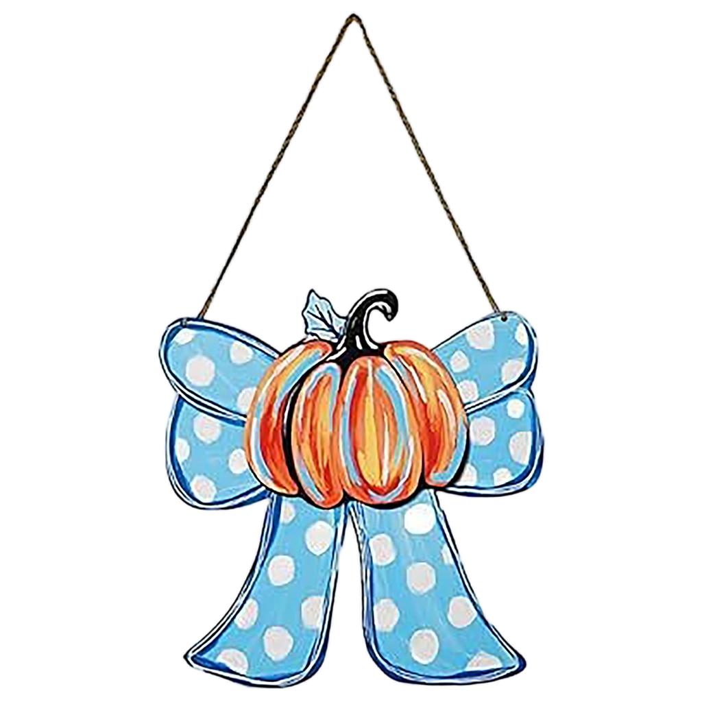 Thanksgiving Hanging Sign with Three-Color Pumpkin Design, Wooden Fall Decor for Home Kitchen