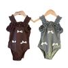 2025 Cute Baby Girl One-Piece Swimsuit with Three Bows and Spaghetti Straps