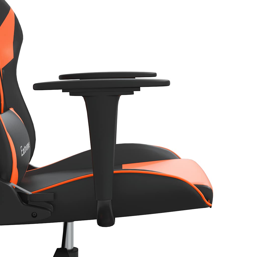 Gaming Chair with Massage Function Black and Orange Artificial Leather