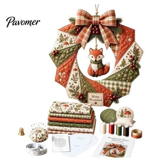 Dekorativer Stoffkranz Bausatz Weihnachten DIY-Set, Patchwork Anfängerfreundlich Handgemachtes Feiertagsbasteln Personalisiertes Türdekor Dekoration Set für
