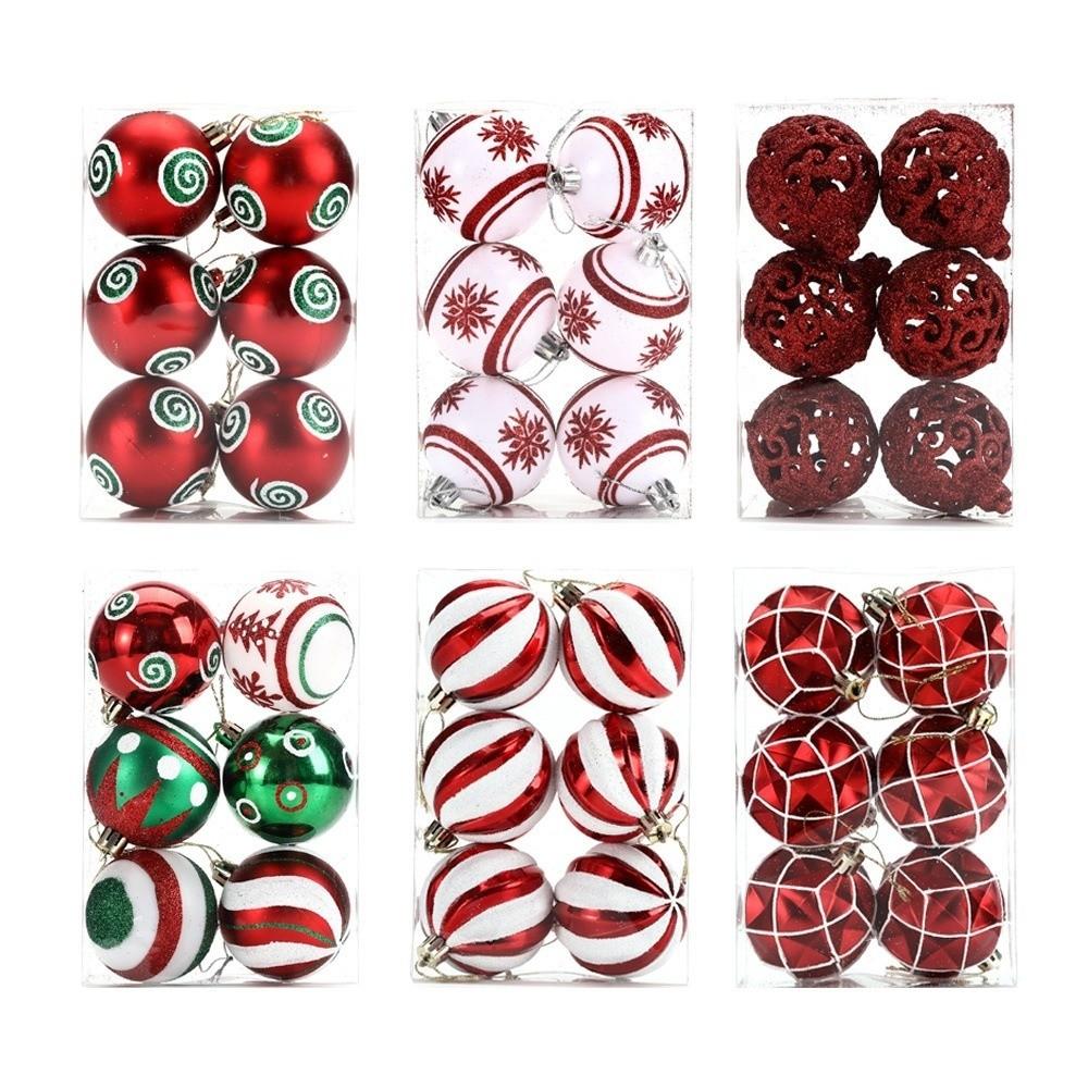 6Pcs 6cm Plastic Christmas Ball Festive Atmosphere Painted Ball Set Xmas Tree Decor Hanging