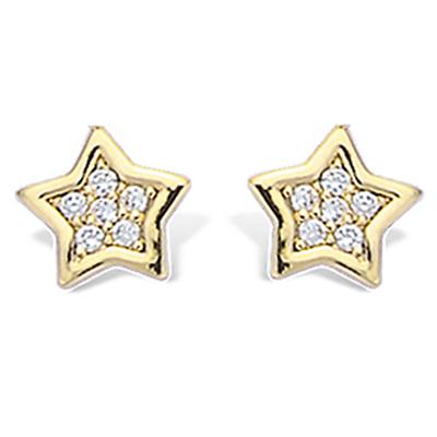 [L1811] - Vergoldete 'Sterne'-Ohrringe, Weißgold - 9 mm