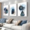 3PC, Modern Abstract Canvas Decorative Painting, Blue Gold Gradient Watercolor Geometric Pattern, Living Room Entrance Backgroun