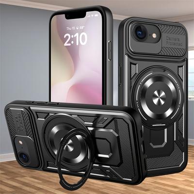 For Iphone 16e Case Armor Magnetic Ring Bracket Phone Cases for I Phone 16e 16 E E16 iPhone16e 6.1" Kickstand Back Cover Fundas