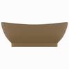 Luxury Wash Basin with Overflow Oval Matte Cream 58.5 X 39 Cm Ceramic