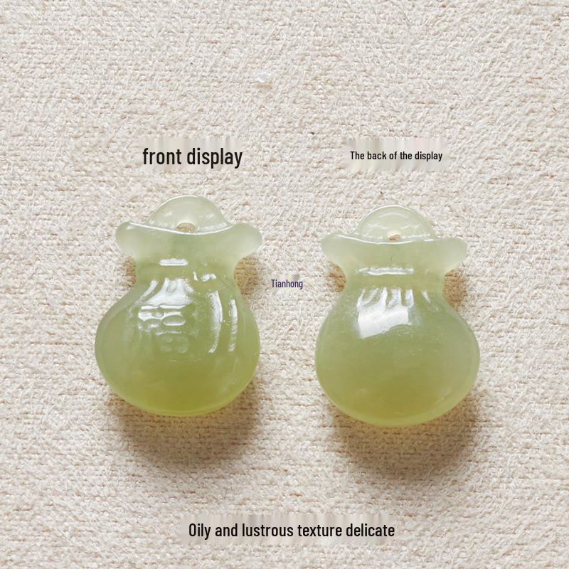 Natural Hetian Jade Money Bag Pendant Charm Bracelet Bangle Jade Accessories