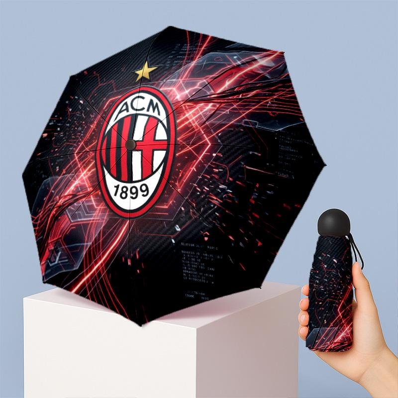AC Milan Pattern Printed Mini 5 Folds 8 Ribs Compact Umbrella Windproof Waterproof Lightweight Portable Folding
