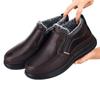 Winter Leather Surface Warm Cotton Snow Boots for Middle-Aged and Elderly - Non-Slip, Wool-Insulated, Thickened Velvet Dad Shoes.