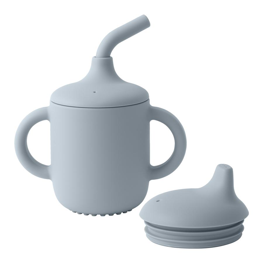 1 STÜCK Zwei Deckel Baby Silikon Trinkbecher mit Strohhalm BPA-frei Tragbare Aufbewahrung Snackbehälter Fütterbecher Kinder Lernbecher Babyartikel