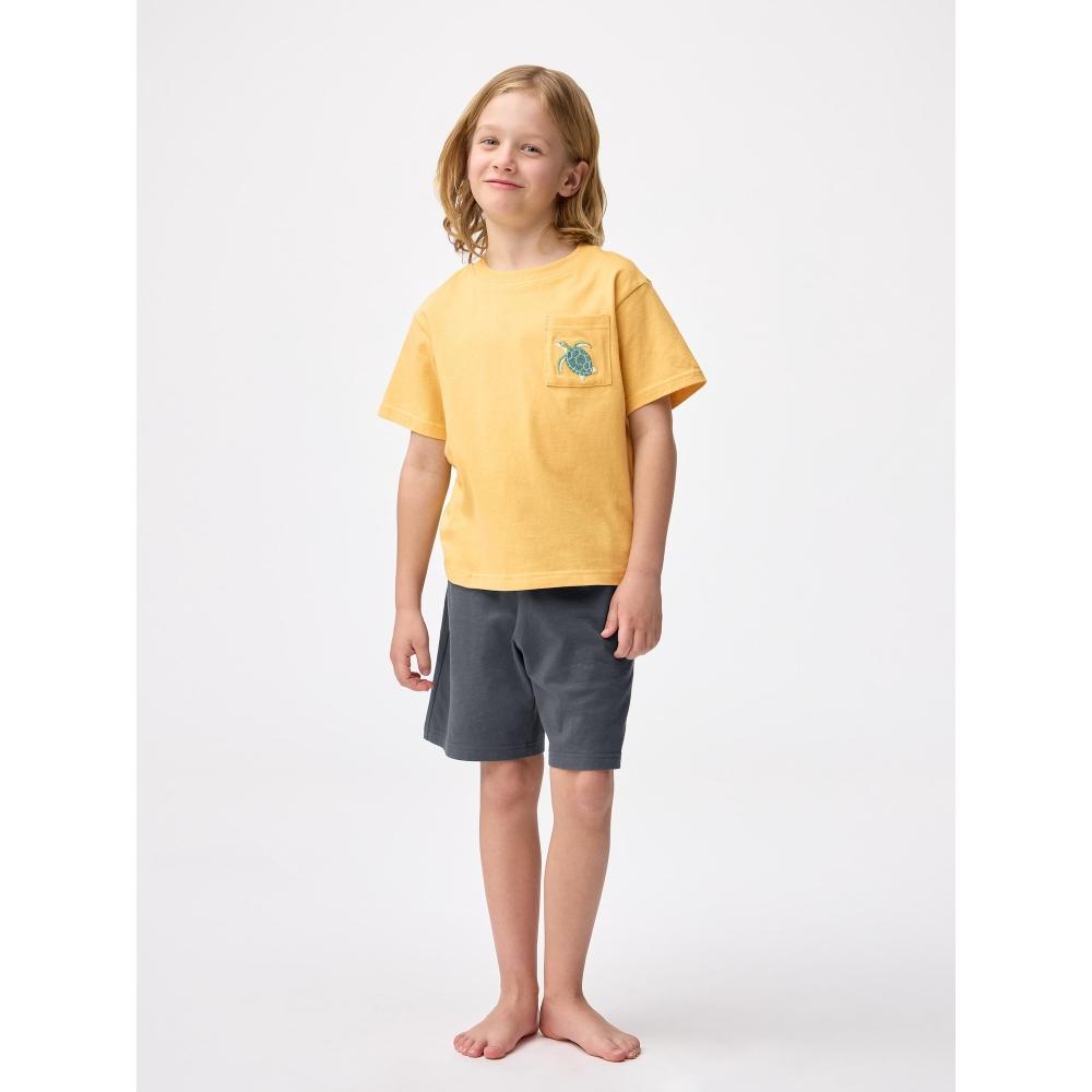 Gu By Uniqlo Kids  Unisex  Cotton Lounge Set  Short Sleeve   Shorts   Turtle 