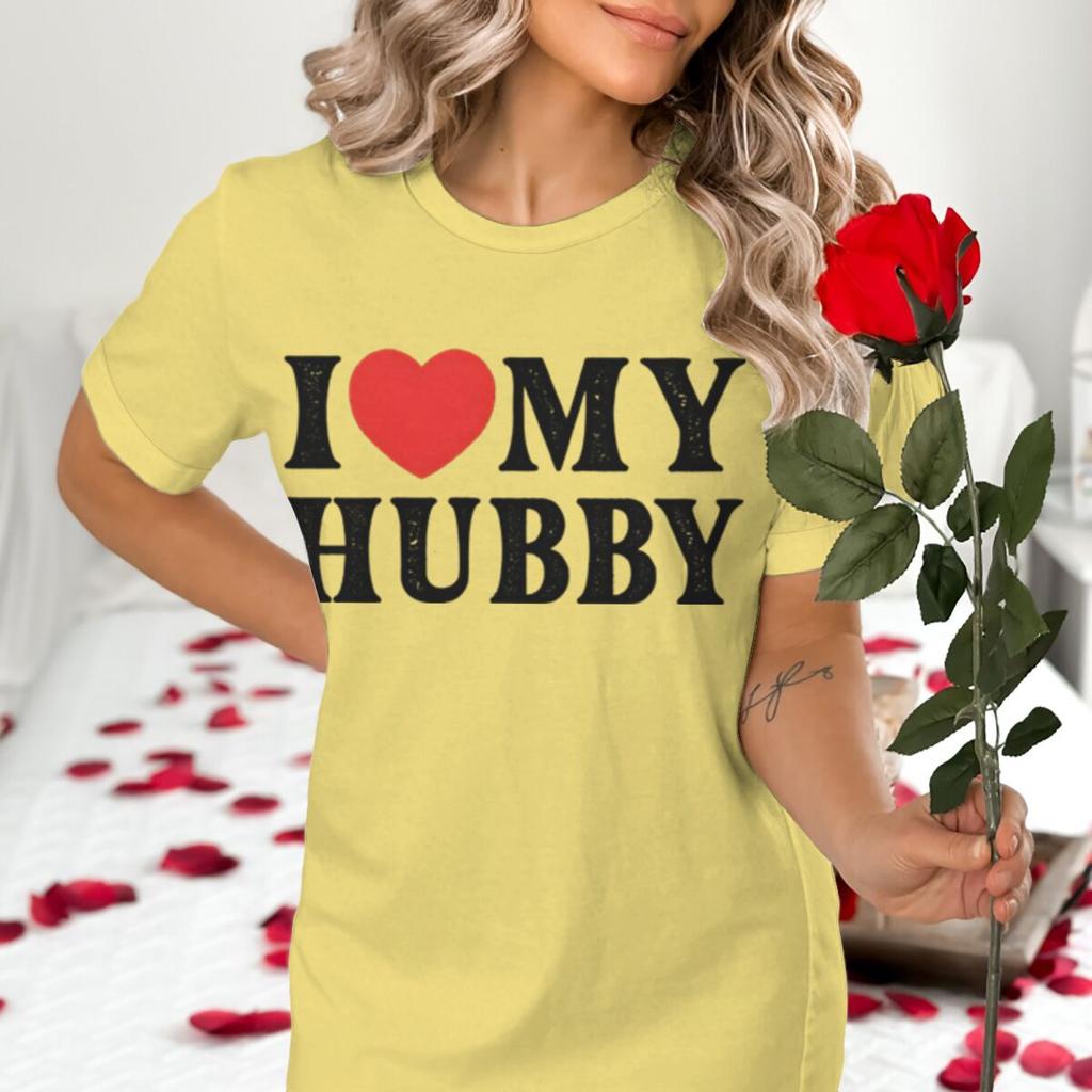 I Love My WifeI Love Hubby Print Couple T Shirt Men Women Valentines Day Gifts Tshirts Fun Short Sleeve LoversMatching Tshirt