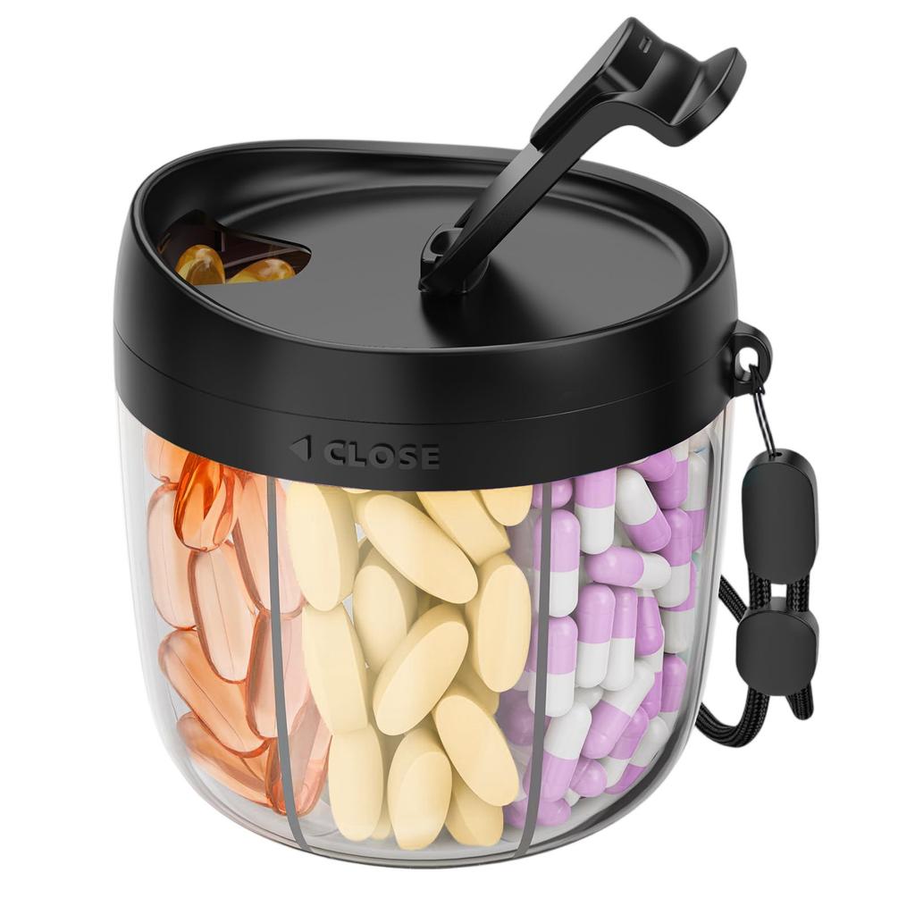 Cute Large Pill Dispenser Storage Container Anti-Mix Moisture-proof Portable Travel Bottle Organizer With Wide Opening Easy Use